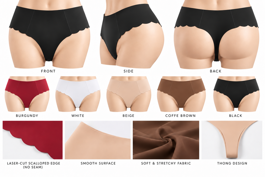Mid-Rise Scalloped Thong Underwear